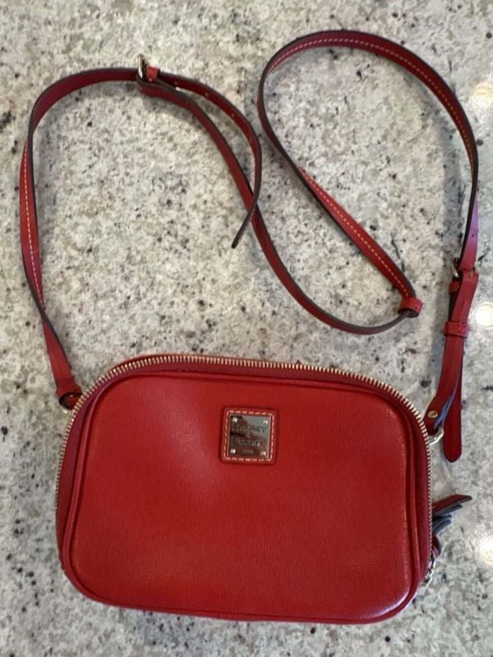Dooney & Bourke Red Pebble Grain Leather Loni Crossbody Bag